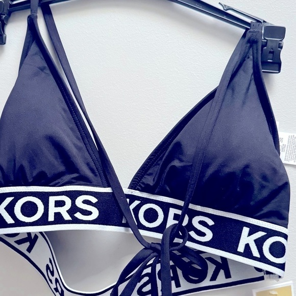 MICHAEL KORS Women Logo-Elastic String Bikini Top Black Swimsuit swim wear - Picture 8 of 9